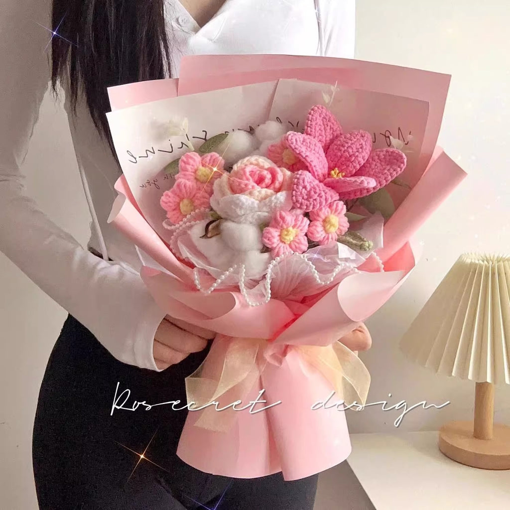 Premium Rose and tulip knitted bouquet