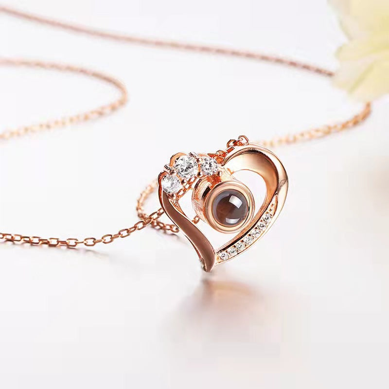Heart-Shaped 925 Silver Projection Necklace