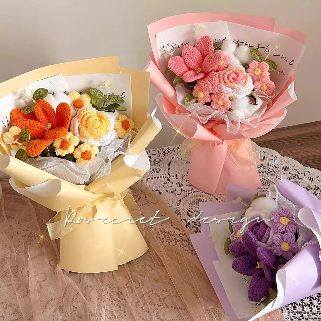 Premium Rose and tulip knitted bouquet