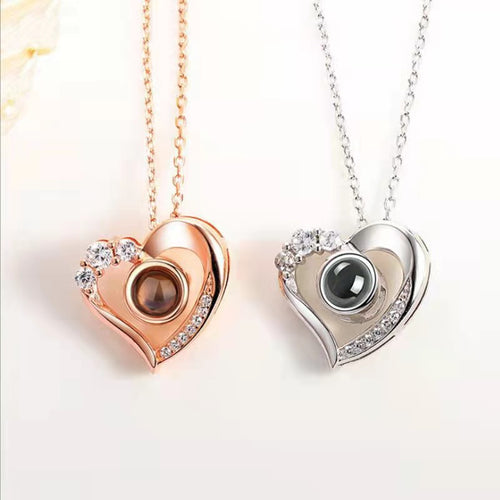 Heart-Shaped 925 Silver Projection Necklace