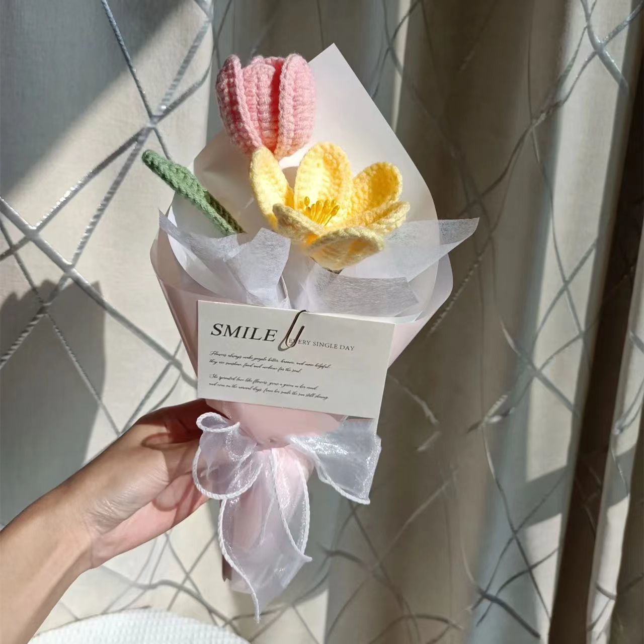 Premium Rose and tulip knitted bouquet