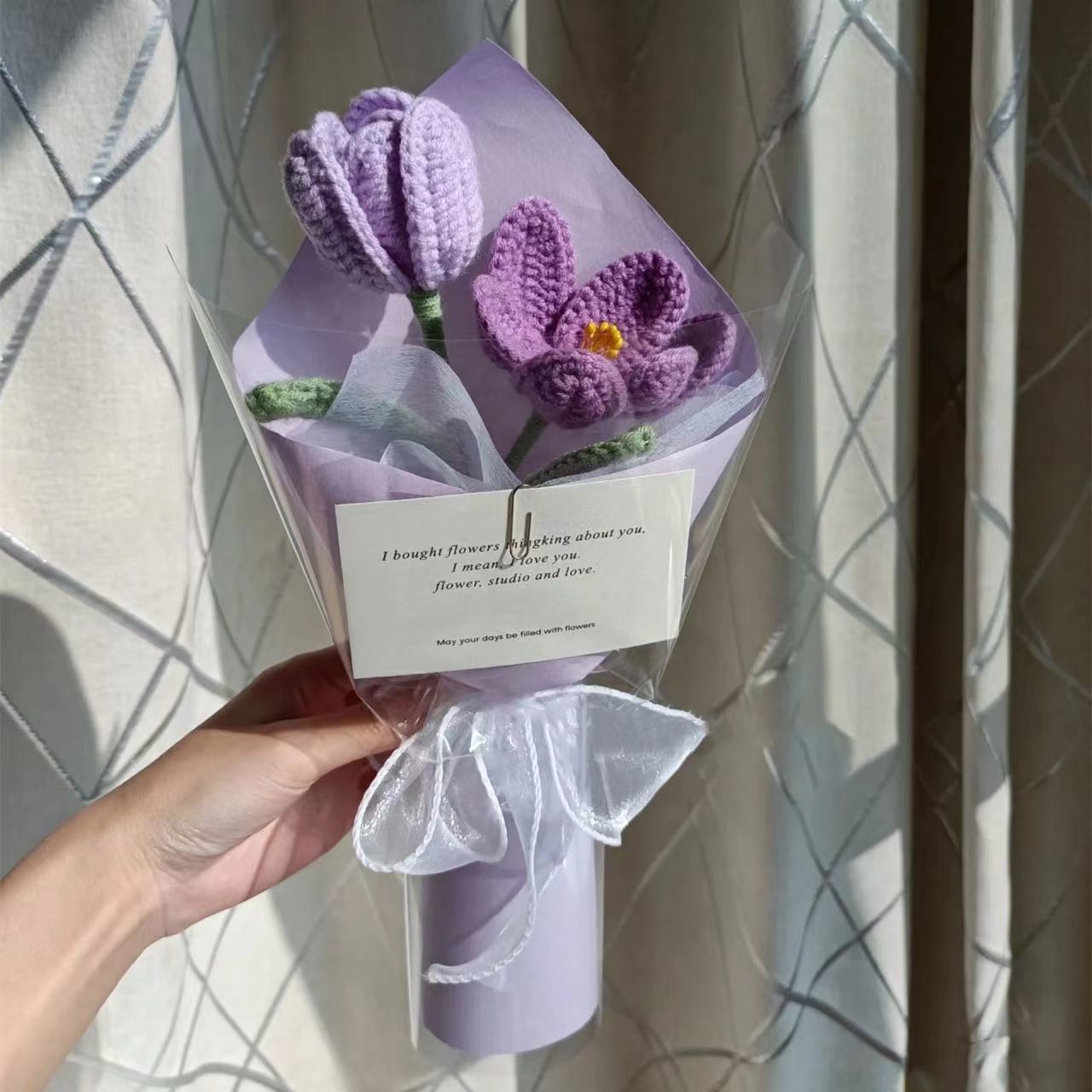 Premium Rose and tulip knitted bouquet