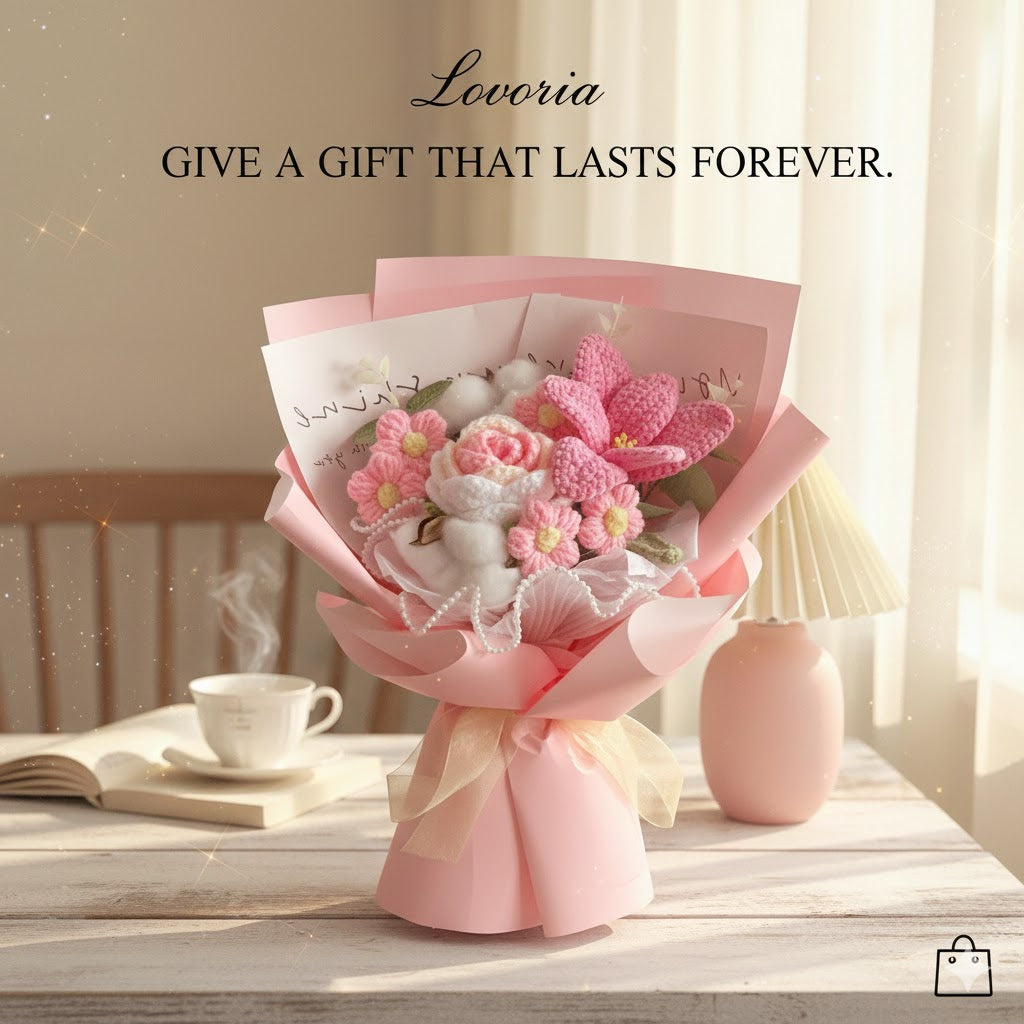 Premium Rose and tulip knitted bouquet