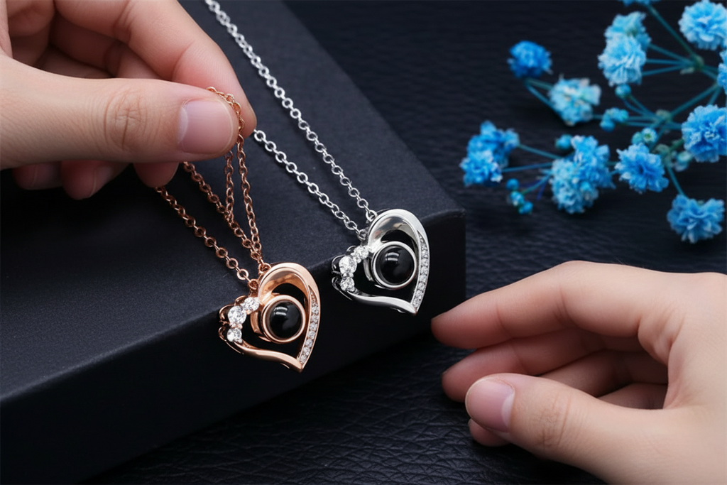 Heart-Shaped 925 Silver Projection Necklace