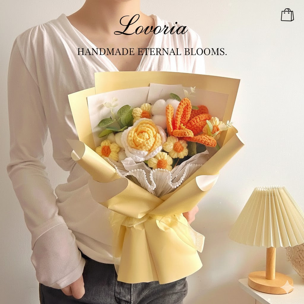 Premium Rose and tulip knitted bouquet