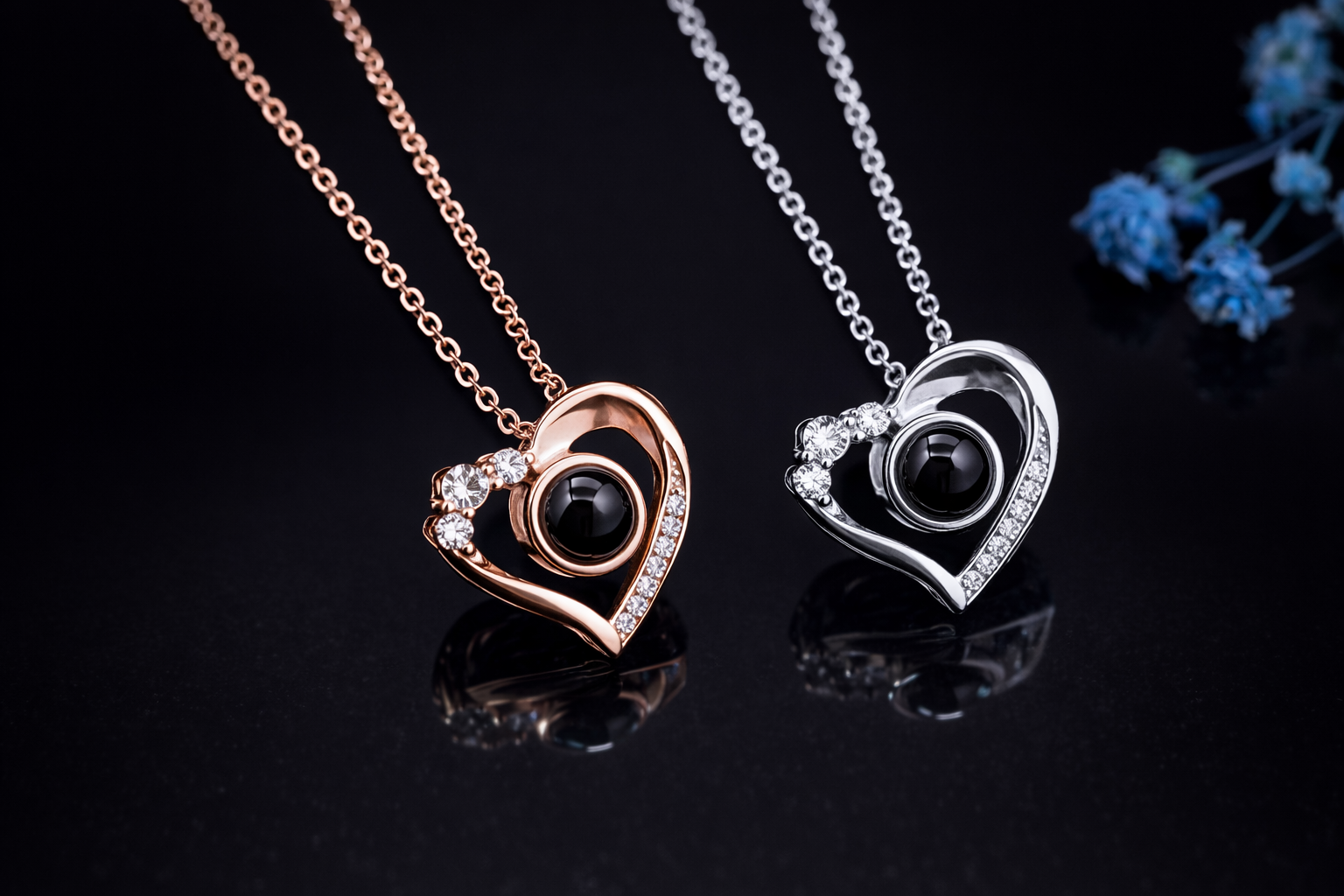 Heart-Shaped 925 Silver Projection Necklace